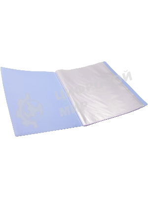 Папка-портфолио с 40 прозрачными вкладками Silwerhof Create SCR-P40AZURE A4, пластик, 0.7мм, карман на лицевой стороне, голубой