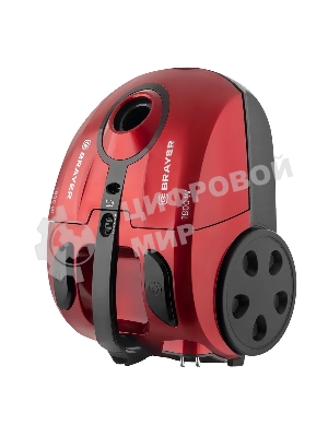 Пылесос BRAYER BR4223 черный/красный, 380/1800 Вт, уборка сухая, пылесборник мешок 2.5 л