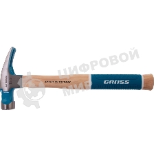 Молоток-гвоздодер Gross AMERICAN HICKORY 380 г, угол 75, магнит, обрезиненная рукоятка