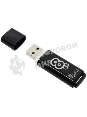 Флешка USB Smartbuy Glossy series black (SB8GbGS-K), 8Gb, USB 2.0, R/W 25/15, черный