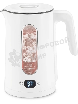 Чайник электрический Hyundai HYK-G5510 1.5 л, 2200 Вт, белый/прозрачный корпус: стекло