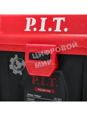 Строительный пылесос P.I.T. PVC20H-10A SOLO красный, питание от аккумулятора, 200 Вт, уборка сухая/влажная/выдув, пылесборник 10 л