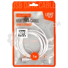 Кабель Qumo light series, USB-Apple 8 pin, 1м, 5В, 1A, опл. PVC, кон. PVC, белый