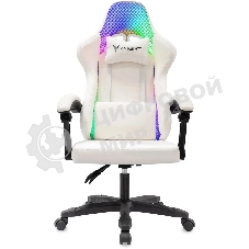 Кресло игровое Knight Wolf RGb белый эко.кожа/сетка, крестов. пластик