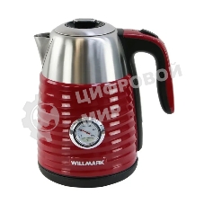 Чайник электрический Willmark WEK-1738PST 1.7 л, нержавейка+пластик, красный, термометр, 2200 Вт