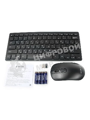 Комплект клавиатура+мышь Gembird KBS-9100 беспроводной, USB, 1600 DPI, чёрный