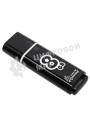Флешка USB Smartbuy Glossy series black (SB8GbGS-K), 8Gb, USB 2.0, R/W 25/15, черный