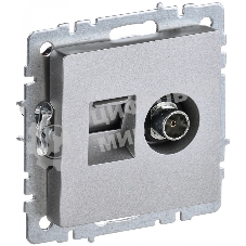 Розетка телевизионная двойная TV+RJ45 IEK Brite РТВ/РК12-БрА (BR-AK20-1-K47) кат.5E алюминий