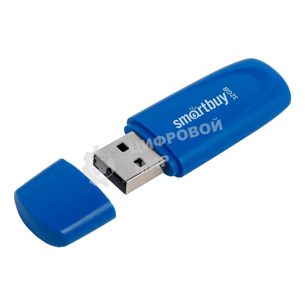 Флешка USB Smartbuy Scout Blue (SB032Gb2SCB), 32Gb, USB 2.0, R/W 13/8, синий