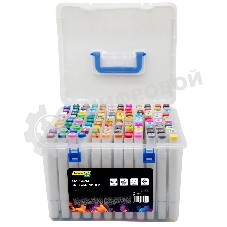 Набор маркеров для скетчинга Silwerhof Idea, двойной пишущий наконечник, 1-7 мм, 120 цветов (120 шт.) пластиковая коробка