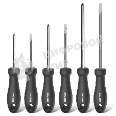 Набор отверток Home Series Deli HT1006 6шт SL3x75+SL5x100+SL6x150+PH0x75+PH1x100+PH2x150 Эксклюзивный дизайн. Рукоятка из высококачественного софттач пластика