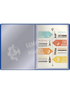 Папка с 40 прозрачными вкладками Silwerhof Eco A4, пластик, 0.5мм, синий