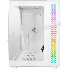 Компьютерный корпус Ginzzu V580 RGb подсветка, закаленное стекло 1хUSB 3.0,1хUSB 2.0, AU белый ATX