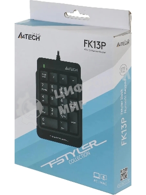 Числовой блок проводной A4Tech Fstyler FK13P, USB, черный
