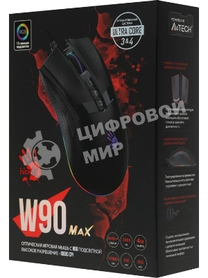 Мышь проводная A4Tech Bloody W90 Max черный, 10000 dpi, USB, кнопки - 10