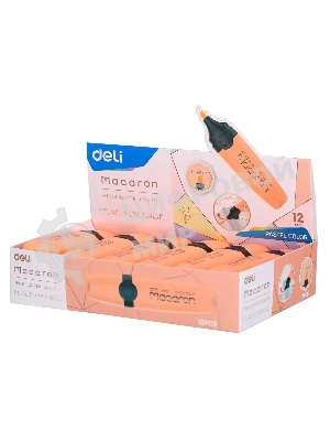 Текстовыделитель Deli EU356-OR Macaron, скошенный пишущий наконечник, 1-5мм, персиковый