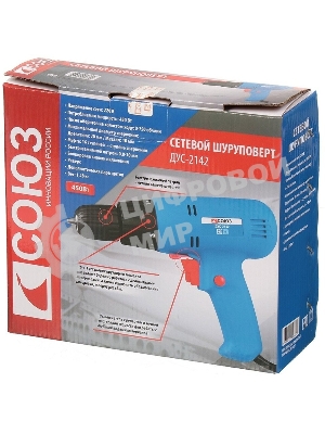 Дрель-шуруповерт СОЮЗ ДУС-2142, 450 Вт, 14,5 Нм, щеточный