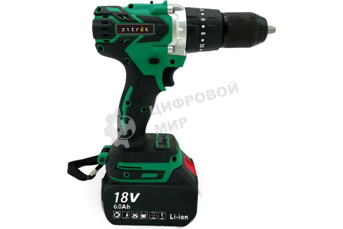Дрель-шуруповерт Zitrek Green Impact 063-4046, 18 В, 5 Ач, 80 Нм, бесщеточный, ударный