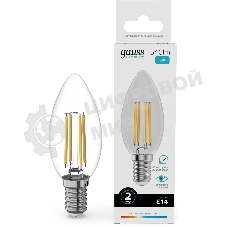Лампа светодиодная филаментная Gauss Filament 8Вт цок.: E14 свеча св. свеч. бел. нейт. (упак.: 10 шт)