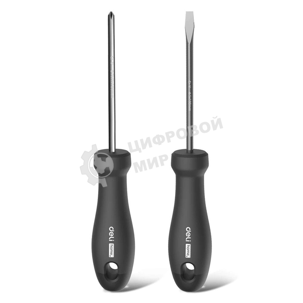 Набор отверток Deli Home Series HT1002 2шт SL5x100+PH1x100 Эксклюзивный дизайн. Рукоятка из высококачественного софттач пластика