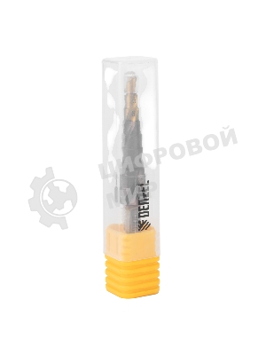 Сверло ступенчатое Denzel 4-5-6-7-8-9-10-11-12 мм, Р6М5К5, 6-гр. хвостовик 723612