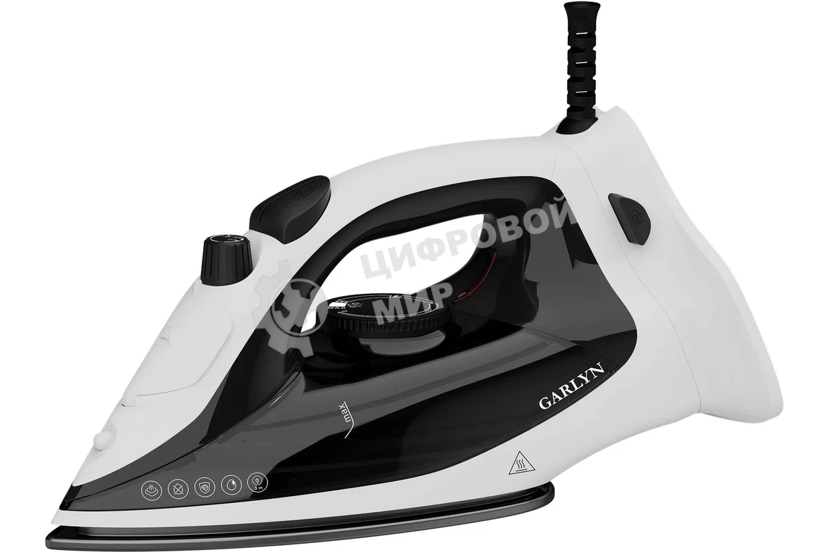 Утюг беспроводной GARLYN GT-230 белый/черный, 2400 Вт, 35 г/мин, 170 г/мин, 280 мл