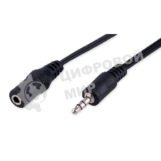 Кабель-удлинитель аудио Cablexpert CCA-423-2M-N, Jack 3.5(M)/Jack 3.5(F), 2м, черный, пакет