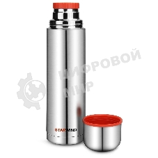 Термос Starwind 10-1000 1 л. серебристый/красный, картонная коробка