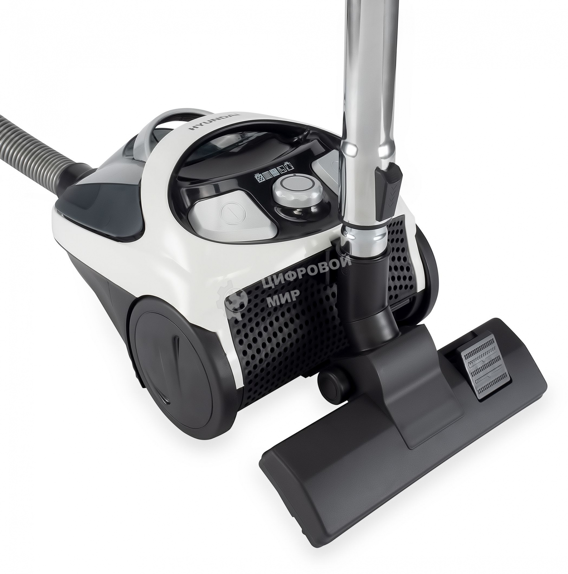 Пылесос Hyundai HYV-C1995 белый/черный, 250/1800 Вт, уборка сухая, пылесборник контейнер 1.5 л