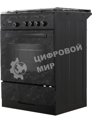 Плита газовая Gefest ПГ 6300-03 0053 мрамор черный, конфорок 4 шт, духовка 52 л, 60 см x 85 см x 60 см
