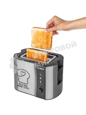 Тостер электрический ENDEVER Skyline ST-127, мощность 800 Вт, стальной/черный, 6 реж. поджаривания, 2 отсека для тостов, 4 шт/уп