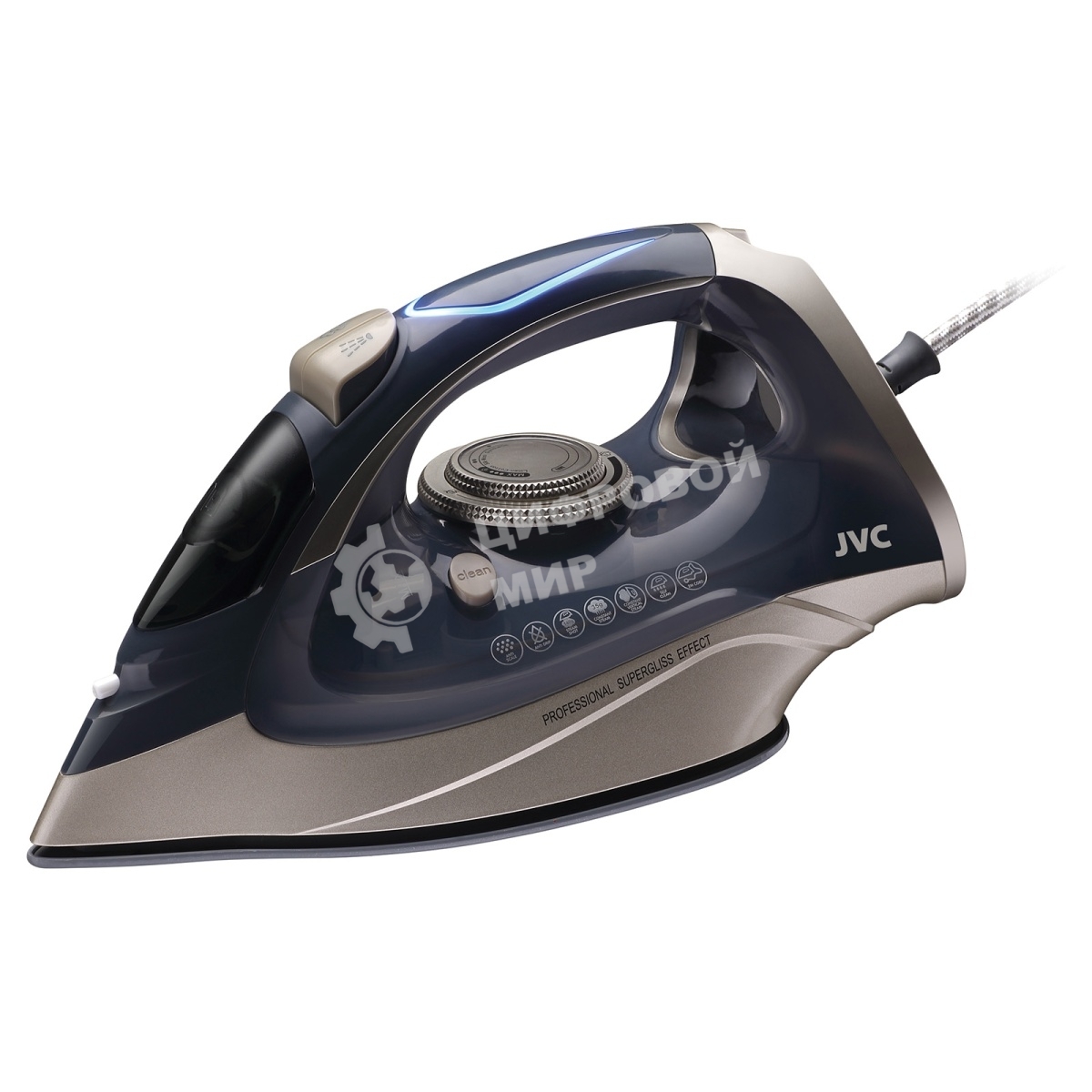 Утюг JVC JRI03 синий/серый, 2400 Вт, 20 +/- 5 г/мин, 120 г/мин, 300 мл