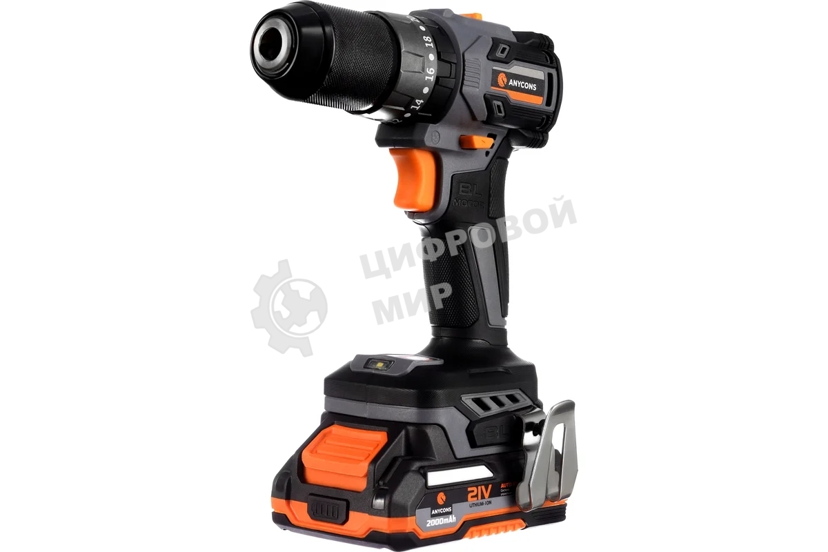 Дрель-шуруповерт Anycons AC-ID2101, 21 В, 2 Ач, 50 Нм, бесщеточный, ударная