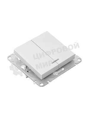 Механизм выключателя EKF UP1-SWA-24 Эпика двухклавишный, с подсветкой, алюминий