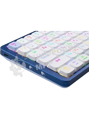 Клавиатура Redragon Eva Pro гибридная, USB Type-A, Bluetooth, радиоканал, белый/синий