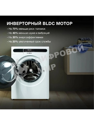 Стирально-сушильная машина Hyundai WMD8413 белый, загр. фронтальная макс.: 8 кг 1400 об/мин класс: А++