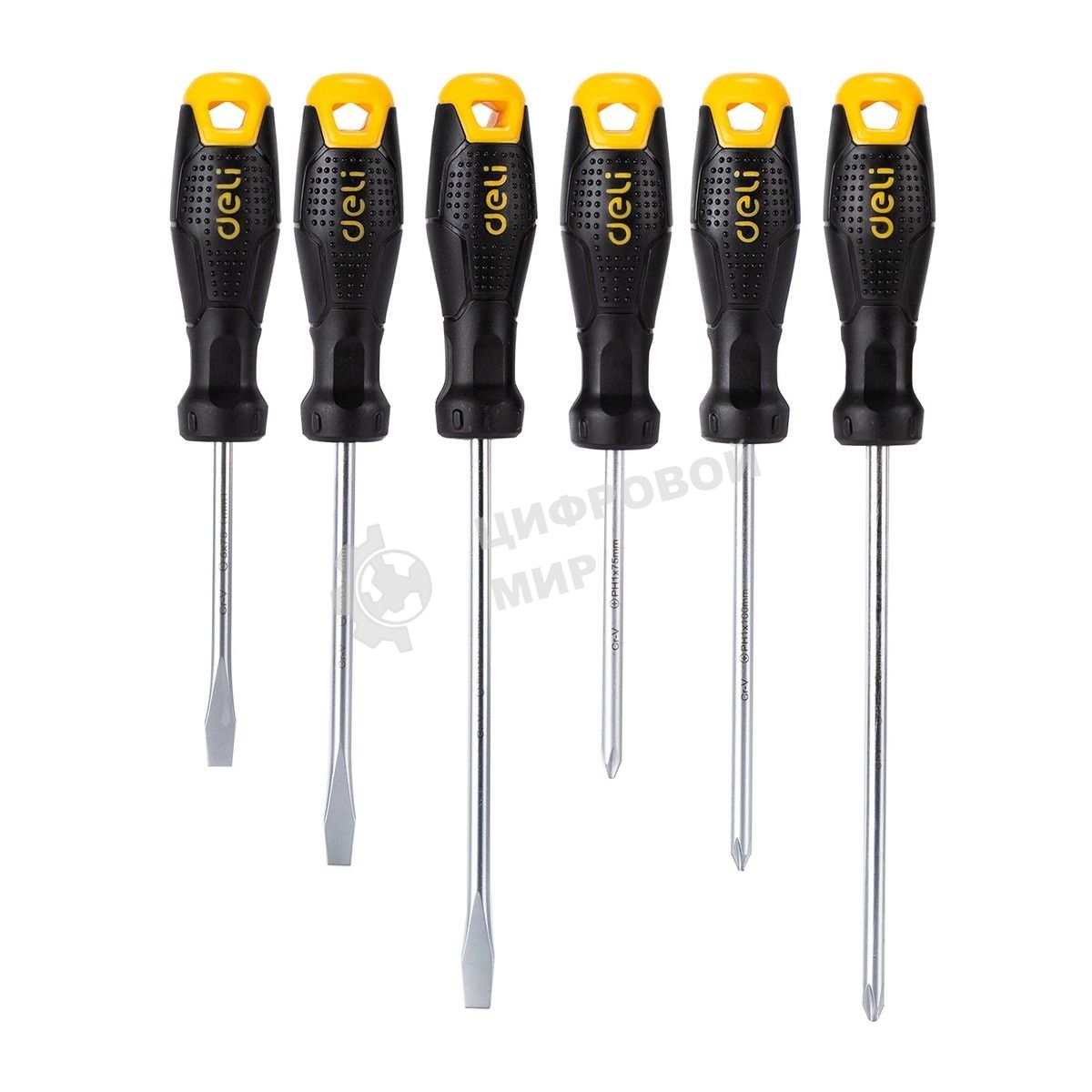 Набор отверток Deli DL620006 6шт SL5x75 + SL5x100 + SL6x150 + PH1x75 + PH1x100 + PH2x150