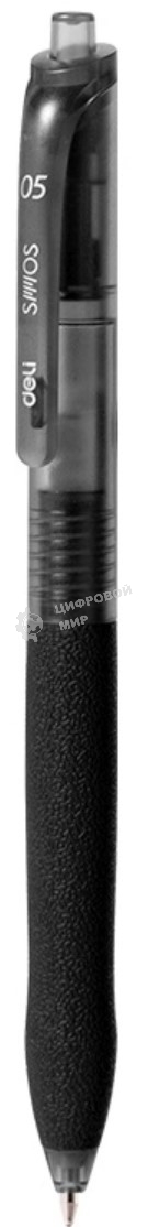 Ручка гелевая автоматическая Deli EG075-BK, d=0.5мм, черные чернила, резиновая манжета