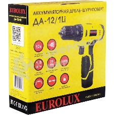 Дрель-шуруповерт Eurolux ДА-12/1Li, 12 В, 1.5 Ач, 25 Нм, щеточный