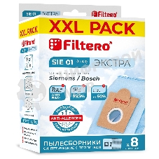 Комплект пылесборников Filtero SIE 01 XXL PACK Экстра, пятислойные, 8 шт., для пылесосов Bosch, SIEMENS, CONTI, KARCHER, SHIVAKI, Ufesa