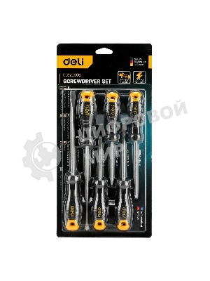 Набор отверток Deli DL620006 6шт SL5x75 + SL5x100 + SL6x150 + PH1x75 + PH1x100 + PH2x150