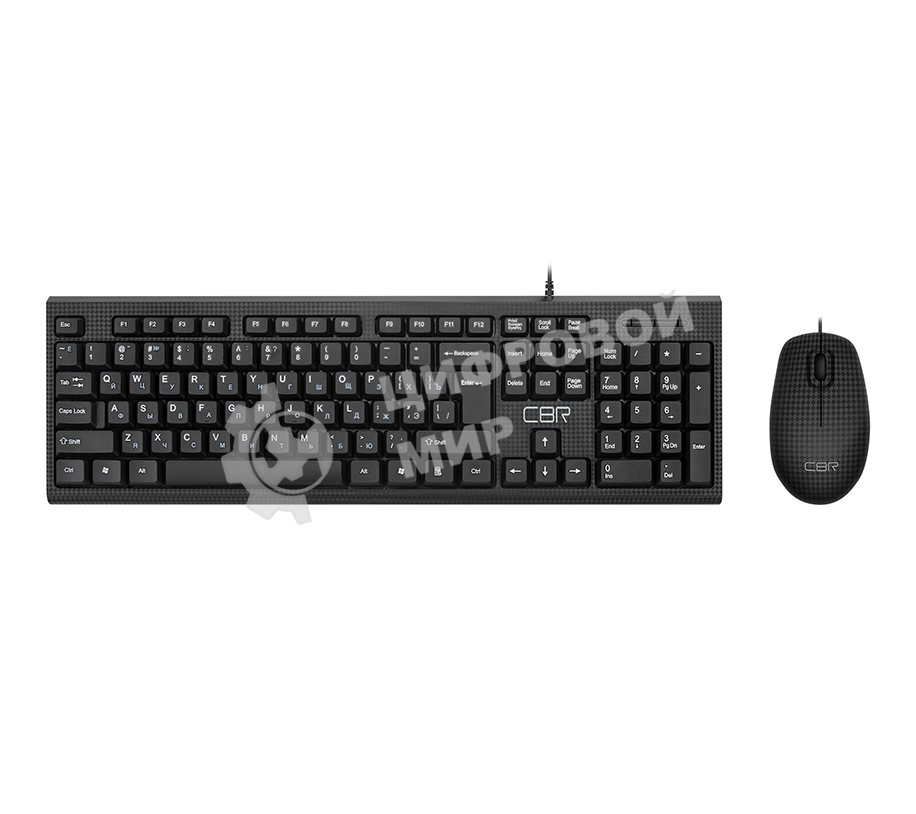 Комплект клавиатура+мышь CBR KB-SET 711 Carbon проводной, USB, 1200 DPI, чёрный