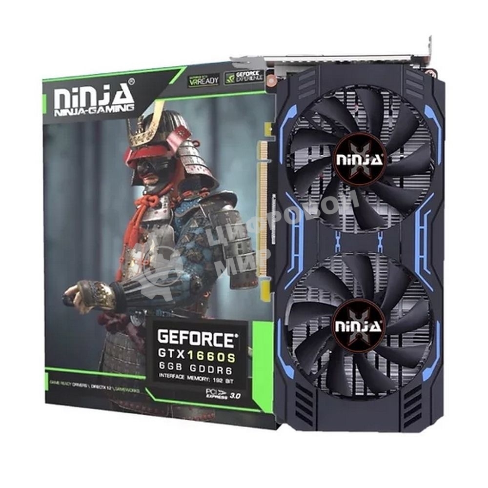 Видеокарта Sinotex Ninja GTX1660SUPER PCIE (1408SP) NK166SF66F 6Gb 192BIT GDDR6 (DVI/HDMI/DP)