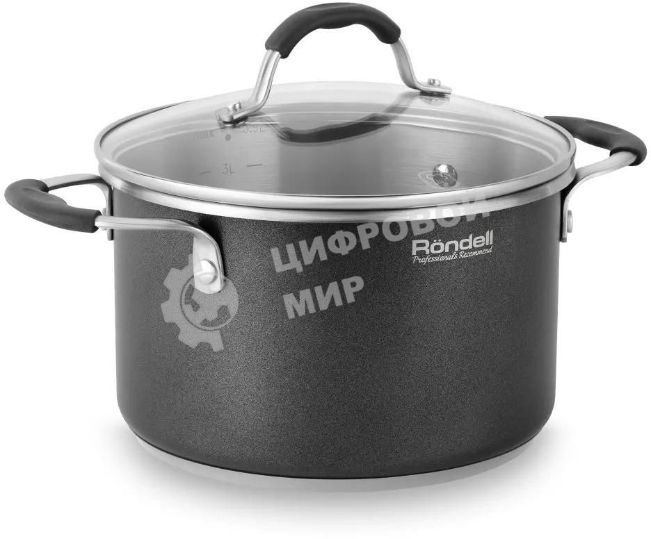 Кастрюля Rondell Stern RDS-010, 3.9л, 20см, с крышкой, серый