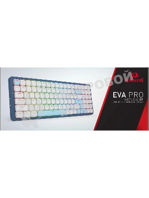 Клавиатура Redragon Eva Pro гибридная, USB Type-A, Bluetooth, радиоканал, белый/синий