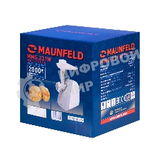Мясорубка электрическая Maunfeld MMG.231W белый, 2000 Вт, 1.5 кг/мин, реверс, защита от перегрузки, насадки - 5