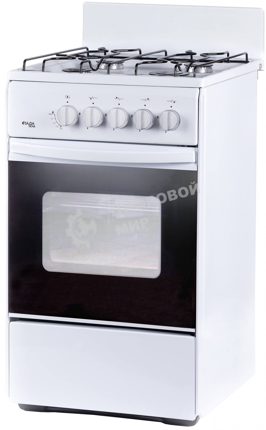 Плита газовая Лада Nova RG 24043 белый, конфорок 4 шт, духовка 50 л, 50 см x 85 см x 60 см