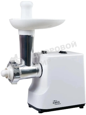 Мясорубка электрическая Oasis MG-LK1 белый, 1300 Вт, 1.5 кг/мин, реверс, защита от перегрузки, насадки - 4