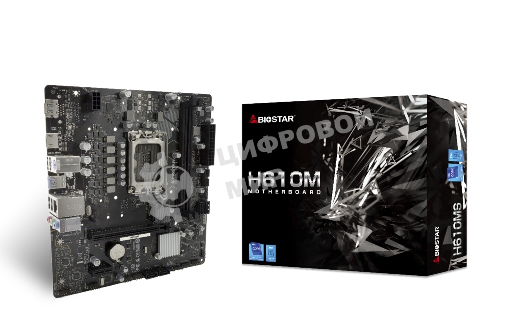 Материнская плата Biostar H610MS, LGA 1700, Intel H610, 2xDDR4, 4xSATA, 1xM.2, 1xPCIe 4.0 x16, 1xPCIe x1, 1xHDMI, 1xDP, 1x 1Gb LAN, 1xUSB-A 3.2 Gen 1, 4xUSB-A 2.0, 3x3.5 мм, 7.1, mATX