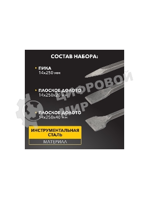 Набор зубил для перфоратора Kranz SDS PLUS, 3 предмета